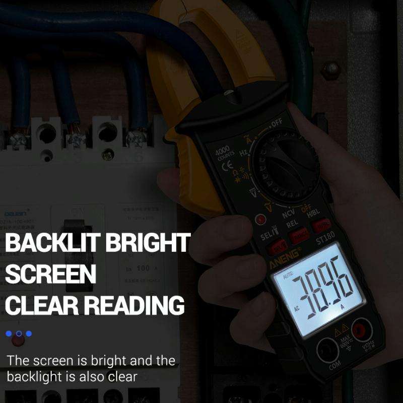 ANENG ST180 Digital Display Clamp AC & DC Intelligent Voltage Multimeter(Black)