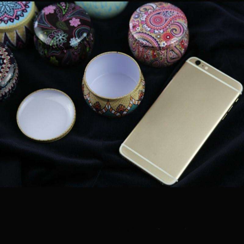 Mini Gift Jewelry Tin Box Cookie Candy Tea Storage Round Drum Tinplate Box Drawer Organizer(Style E)