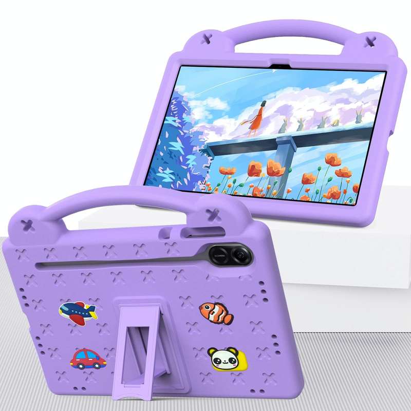 For Honor Pad X9 Handle Kickstand Children EVA Shockproof Tablet Case(Light Purple)