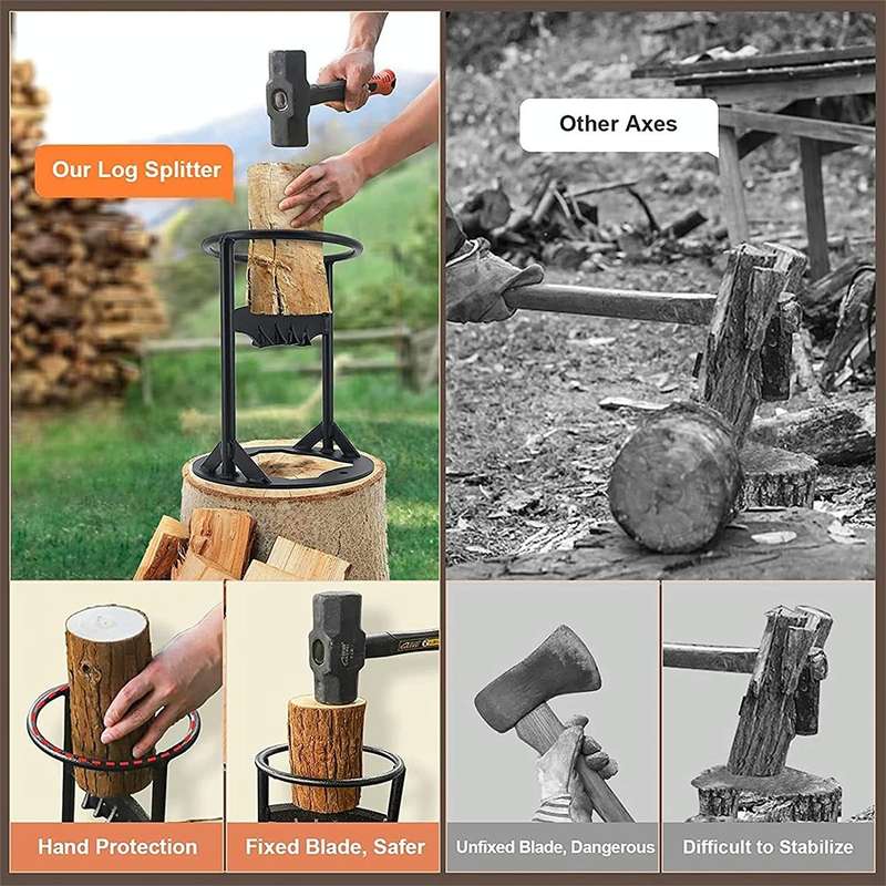 Firewood Kindling Splitter Manual Log Splitter with Carbon Steel Cutter Head, Model: Medium