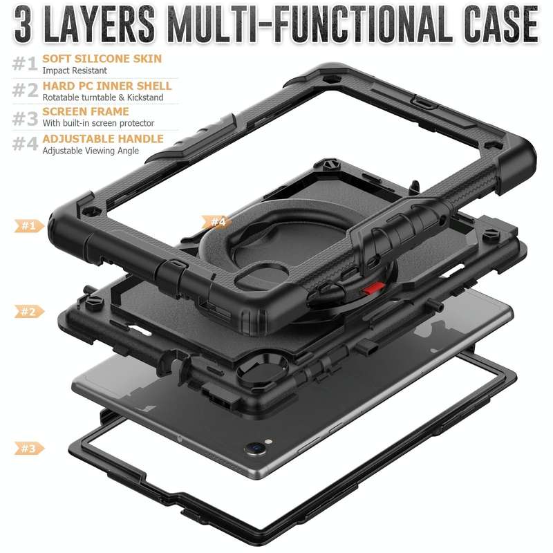 For Lenovo M10 Plus X606F Silicone + PC Holder Tablet Case(Black)