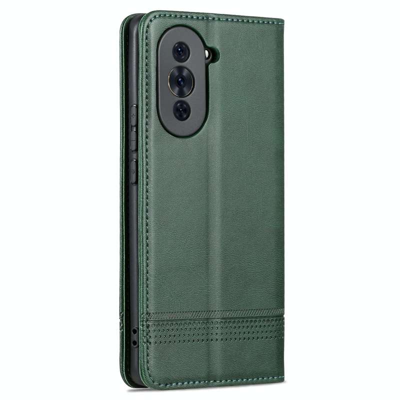 For Huawei nova 10 Pro AZNS Magnetic Calf Texture Flip Leather Phone Case(Dark Green)