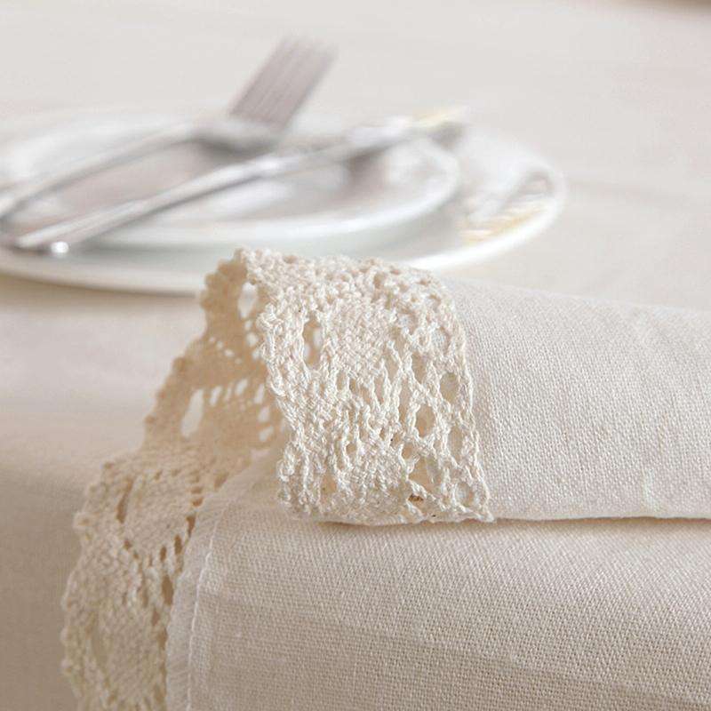 Linen Cotton Thicken Tablecloth Hem Splice Washable Coffee Dinner Table Cloth for Wedding Banquet...