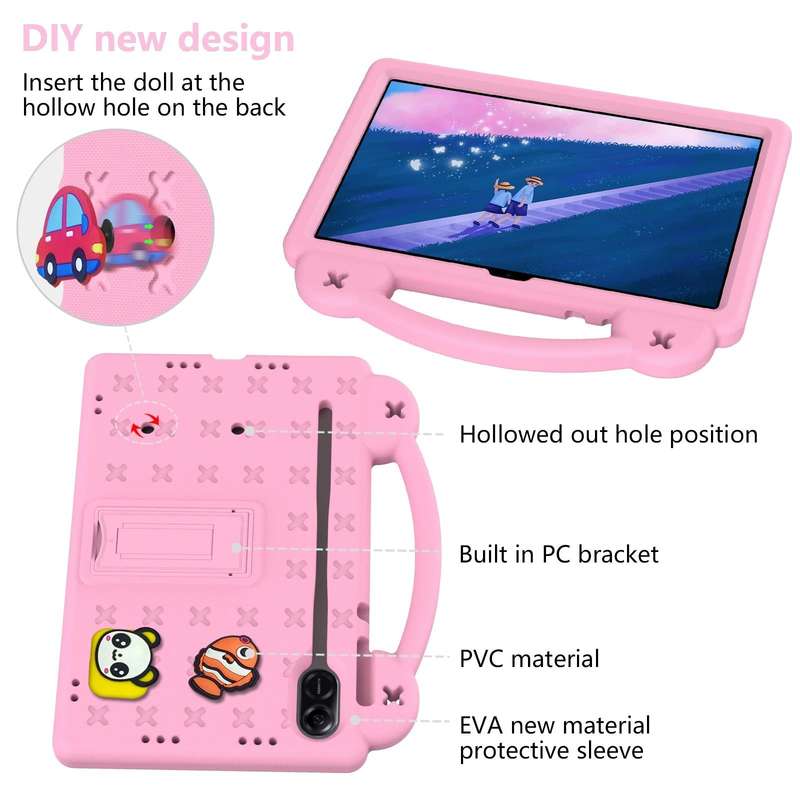 For Honor Pad X9 Handle Kickstand Children EVA Shockproof Tablet Case(Pink)