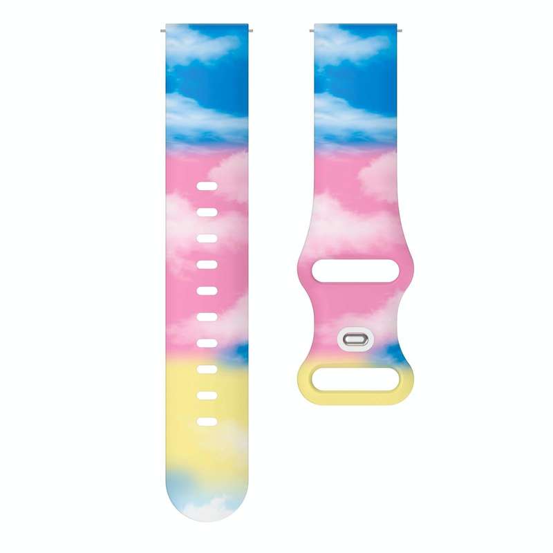 For Fitbit Versa Printing Butterfly Buckle Silicone Watch Band(Spring)