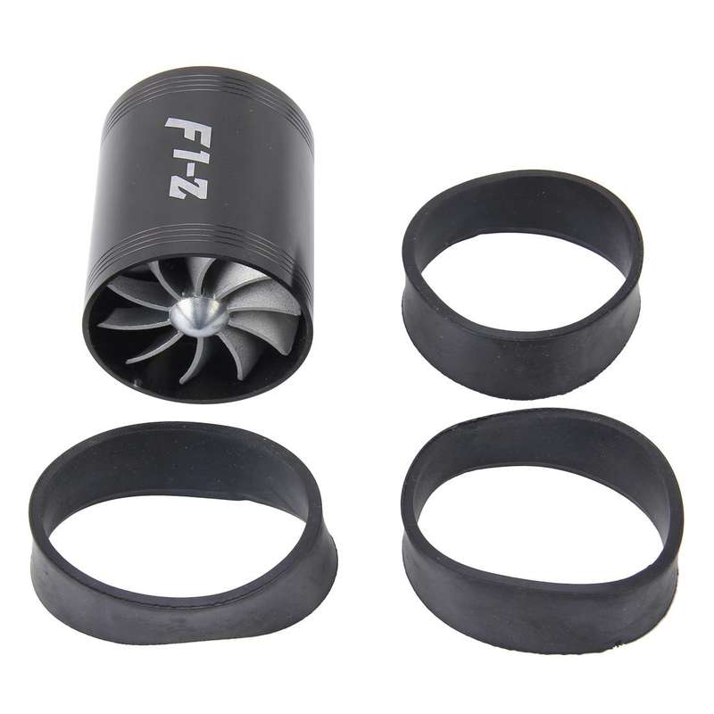 F1-Z Car Stainless Universal Supercharger Dual Double Turbine Air Intake Fuel Saver Turbo Turboin...