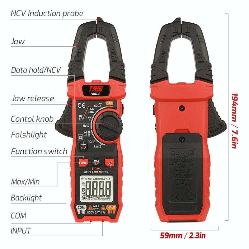 TASI TA811B Clamp Meter High Accuracy AC DC Voltage Ammeter