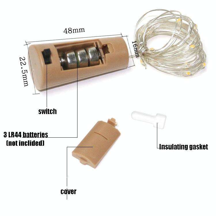 10 PCS LED Wine Bottle Cork Copper Wire String Light IP44 Waterproof Holiday Decoration Lamp, Sty...