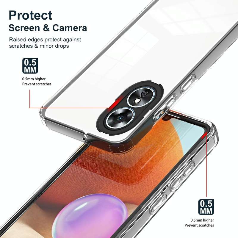 For OPPO A98 3 in 1 Clear TPU Color PC Frame Phone Case(Black)