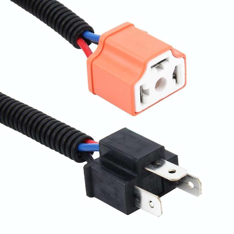 2 PCS H4 Car HID Xenon Headlight Male to Female Conversion Cable with Ceramic Adapter Socket