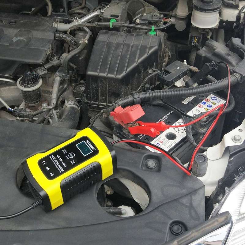 12V 6A Intelligent Universal Battery Charger for Car Motorcycle, Length: 55cm, UK Plug(Yellow)