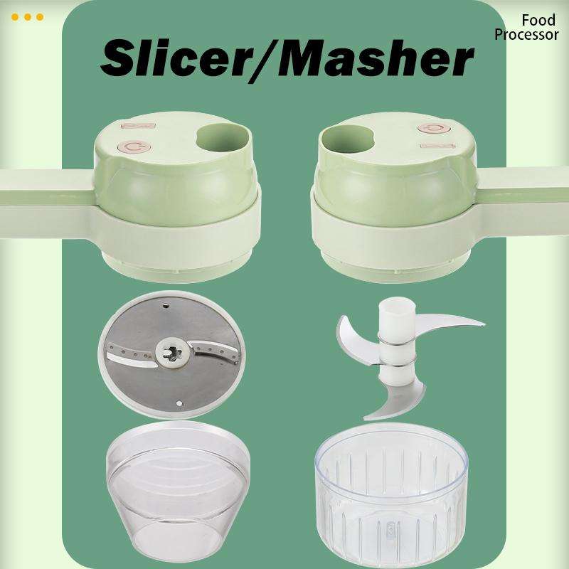 4 In 1 Handheld Electric Vegetable Cutter Set Garlic Mud Masher Garlic Chopper