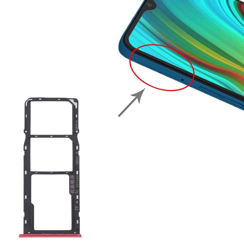 For OPPO Realme C3 RMX2027, RMX2020, RMX2021  SIM Card Tray + SIM Card Tray + Micro SD Card Tray ...