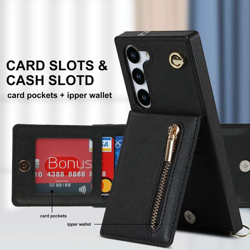 For Samsung Galaxy S23 5G Cross-body Zipper Square TPU+PU Back Cover Case(Black)