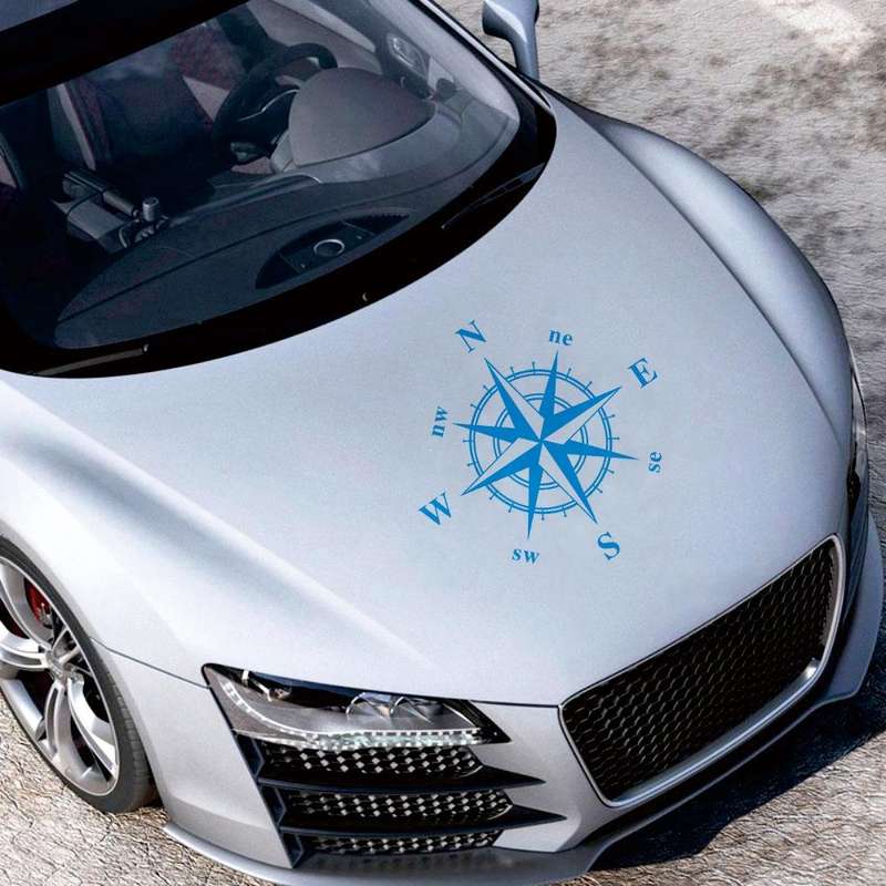 D-336 Car Compass Graphic Sticker Hood Car Body Universal Sticker(White)