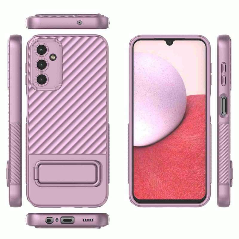 For Samsung Galaxy A14 5G Wavy Texture TPU Phone Case with Lens Film(Purple)