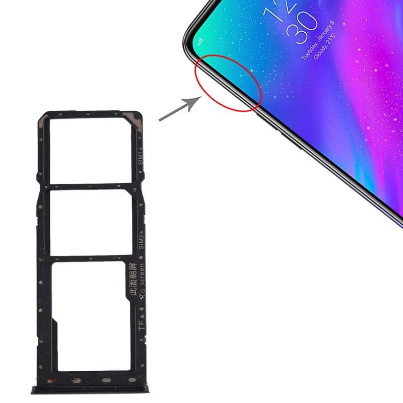 For OPPO Realme 3 SIM Card Tray + SIM Card Tray + Micro SD Card Tray (Black)