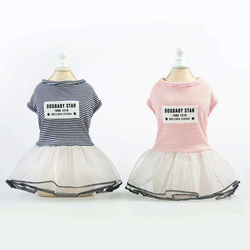 Pet Clothes Dog Summer Breathable Striped Skirt, Size:XL(Pink)