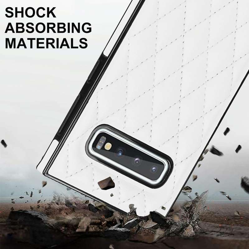 For Samsung Galaxy S10 Elegant Rhombic Pattern Microfiber Leather +TPU Shockproof Case with Cross...