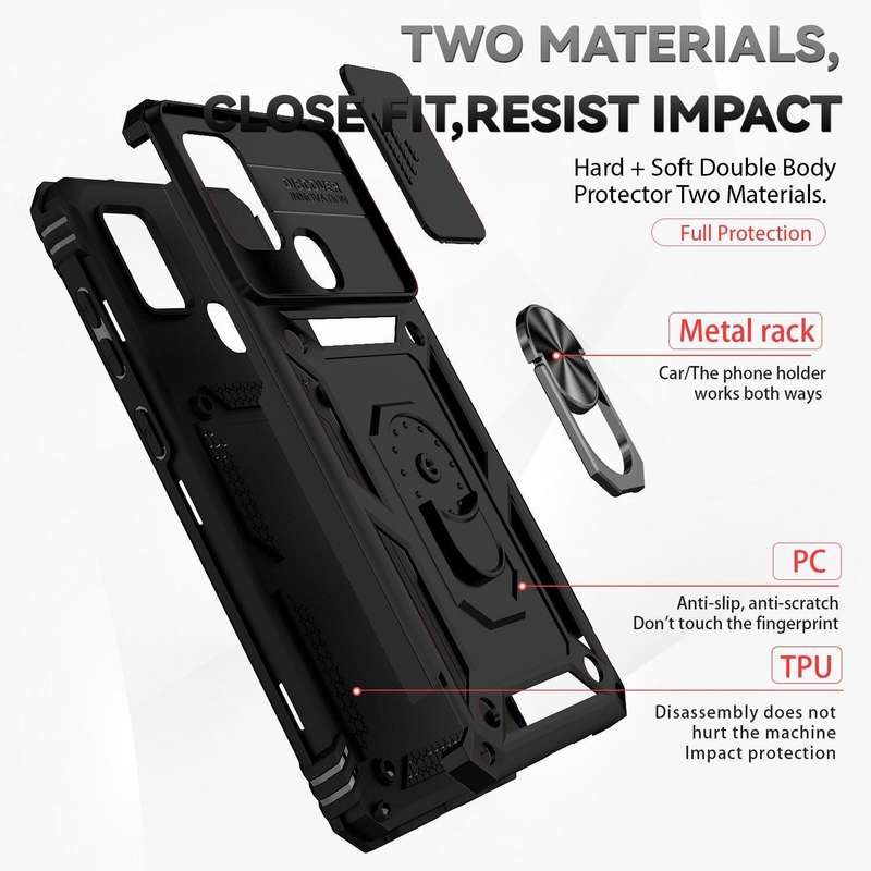 For Samsung Galaxy A21s Sliding Camshield Holder Phone Case(Black)