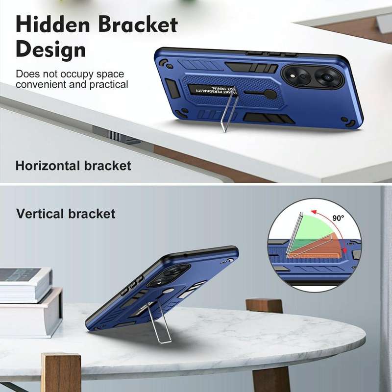 For OPPO A78 5G Variety Brave Armor Finger Loop Holder Phone Case(Blue)