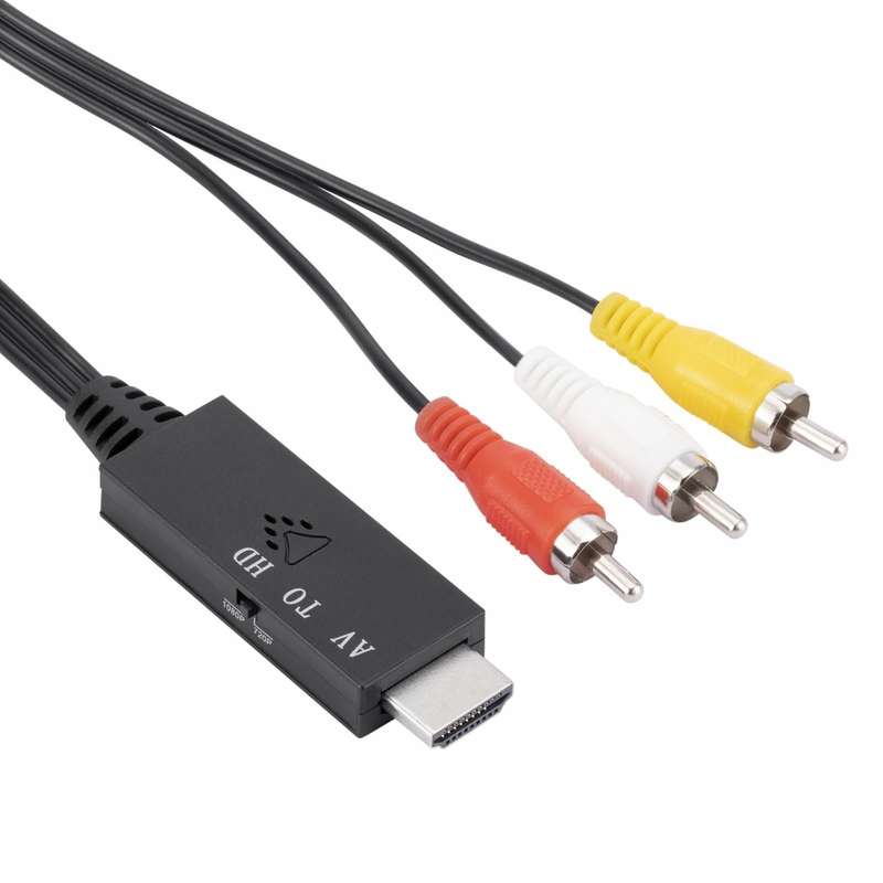 AV to HDMI 1080P HD Converter, Length: 1m(Black)