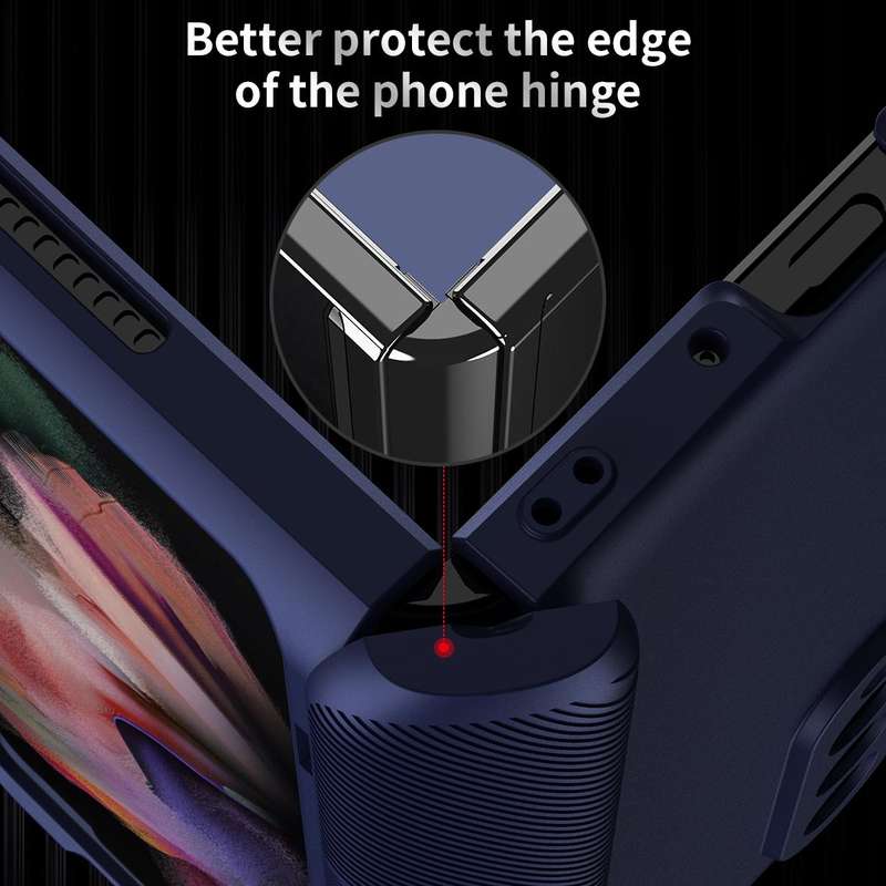 For Samsung Galaxy Z Fold3 5G 360 Full Body Armor Hinge Flip Phone Case(Black)