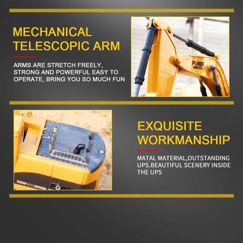 258-1 5 Channel 2.4G 1/24RC Remote-controlled Engineering Plastic Excavator Charging RC Car