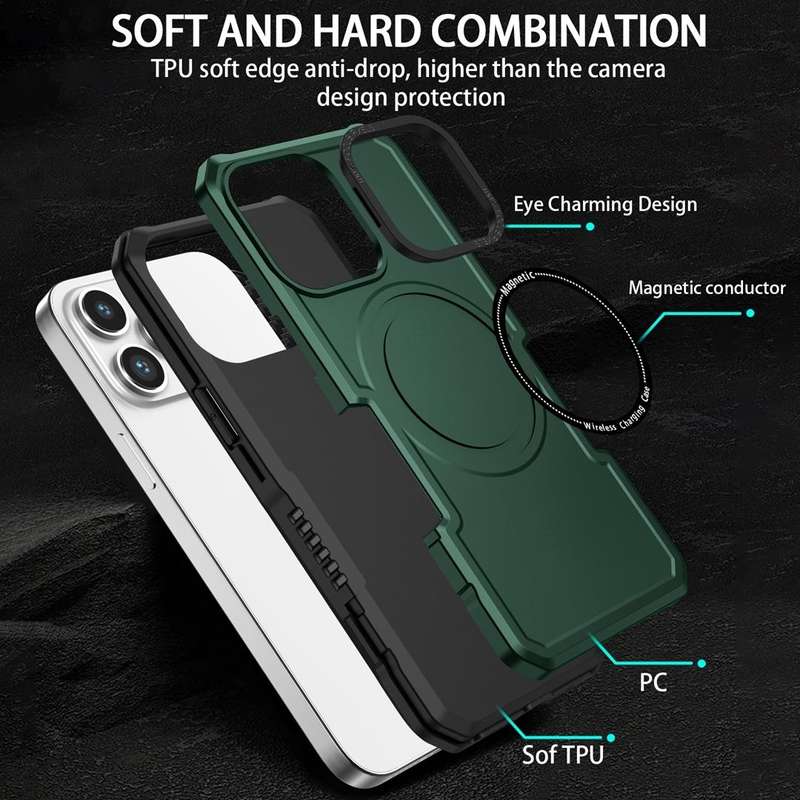 For Samsung Galaxy S21 5G MagSafe Shockproof Armor Phone Case(Dark Green)