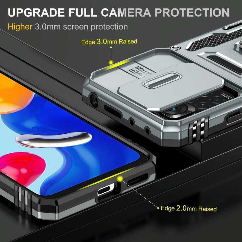 For Xiaomi Redmi Note 11 Pro Armor PC + TPU Camera Shield Phone Case(Grey)