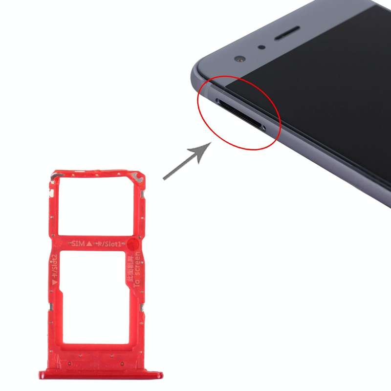 SIM Card Tray + SIM Card Tray / Micro SD Card Tray for Honor 9S (Red)