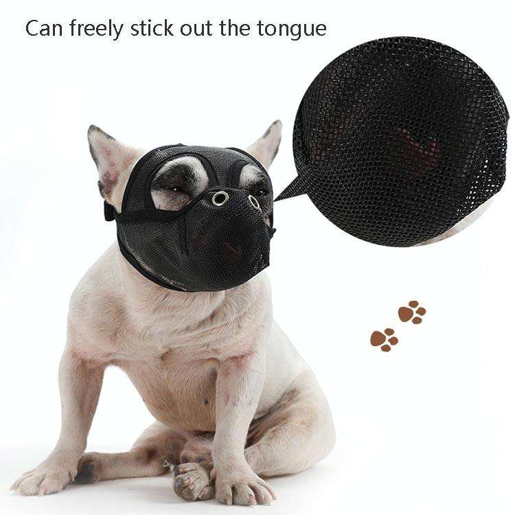 Bulldog Mouth Cover Flat Face Dog Anti-Eat Anti-Bite Drinkable Water Mouth Cover M(Black)