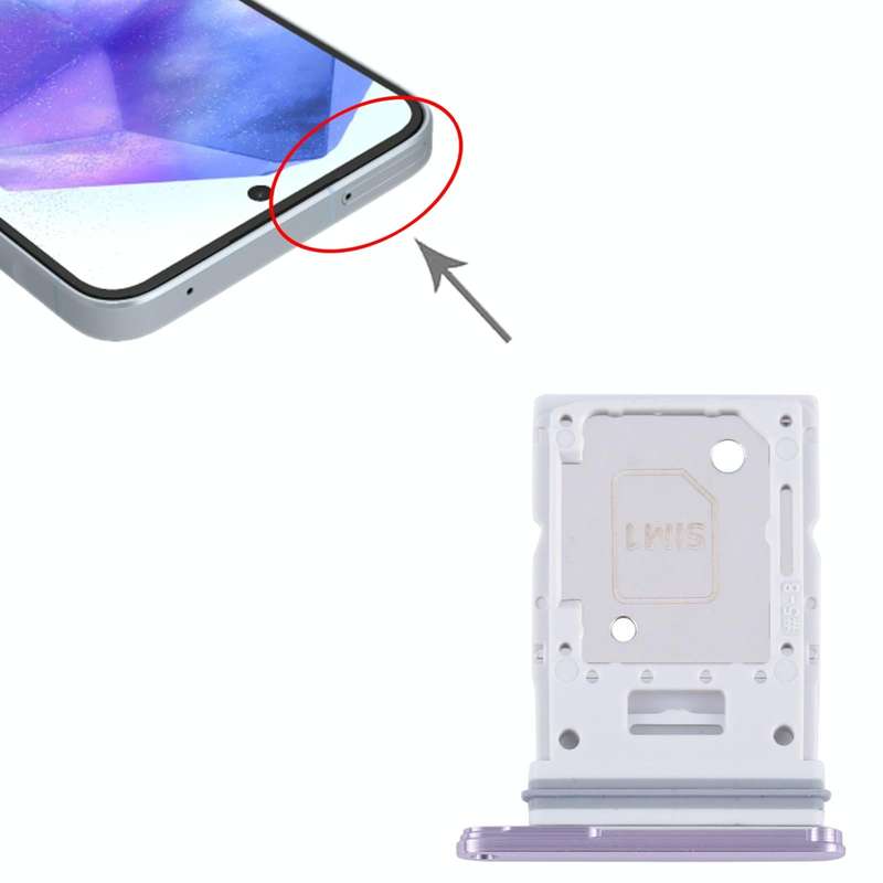 For Samsung Galaxy A55 SM-A556B Original SIM Card Tray + SIM / Micro SD Card Tray (Purple)