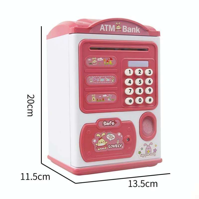 Simulation Password Fingerprint Sensor Unlocking Money Box Automatic Roll Money Safe ATM Piggy Ba...