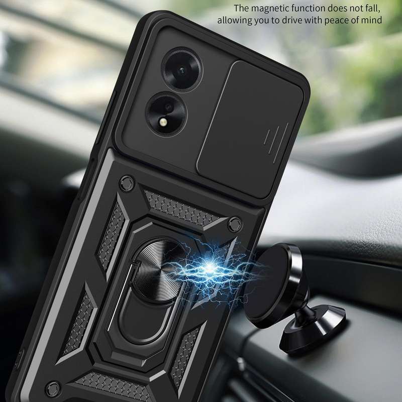 For OPPO A38 4G Global Sliding Camera Cover Design TPU Hybrid PC Phone Case(Gold)