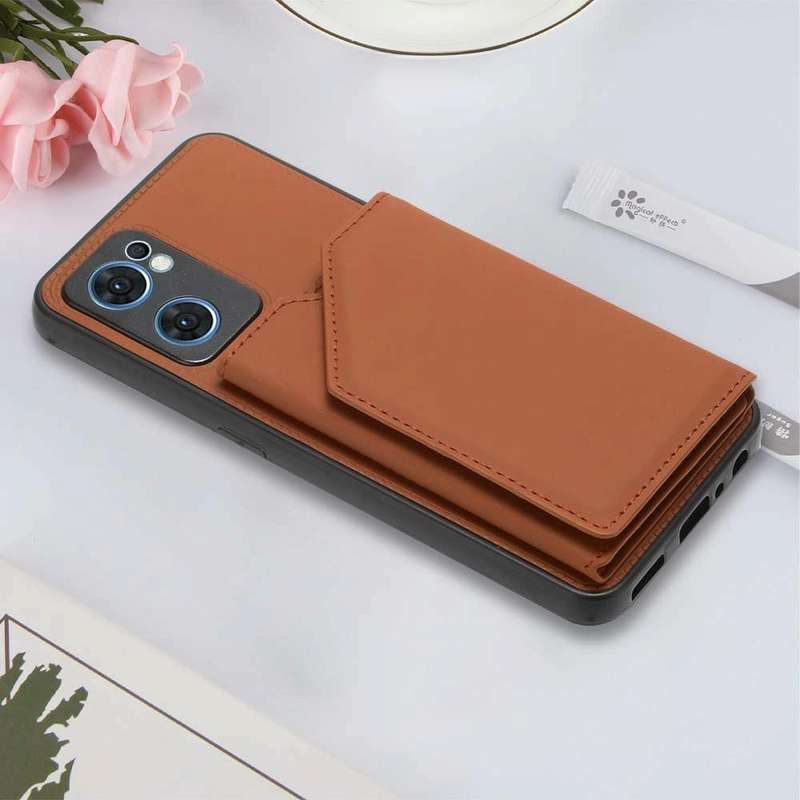 For OPPO Reno7 5G Skin Feel PU + TPU + PC Phone Case(Brown)