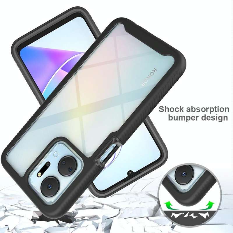 For Honor X7a Starry Sky Full Body Hybrid Shockproof Phone Case with PET Film(Black)
