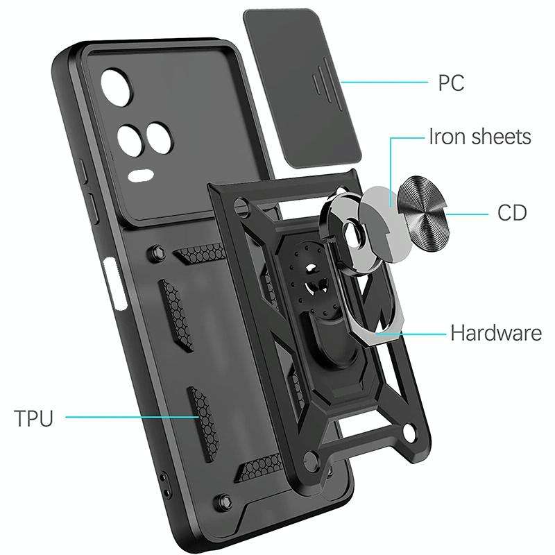 For vivo Y21s Sliding Camera Cover TPU+PC Phone Case(Black)