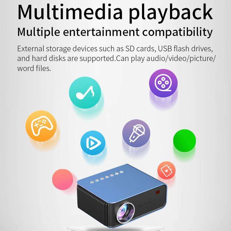 T4 Regular Version 1024x600 1200 Lumens Portable Home Theater LCD Projector, Plug Type:UK Plug(Blue)
