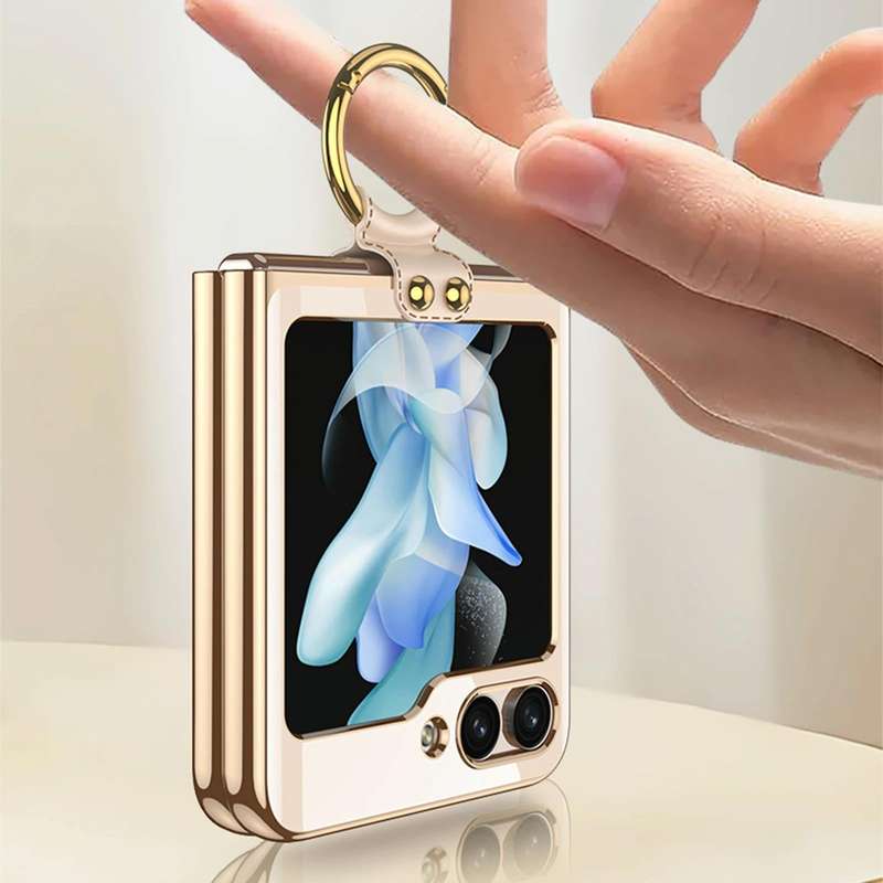 For Samsung Galaxy Z Flip5 GKK Electroplating Phone Case with Ring(Green)