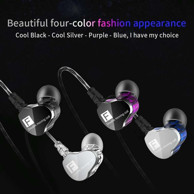 QKZ F910 In-Ear Subwoofer Dual Dynamic Earphone(Black)