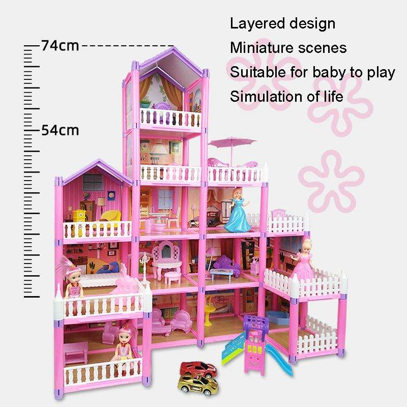 DSJ55-A 274pcs/set Children Passing Domestic Toy Doll House Princess Castle Set Simulation Disgui...