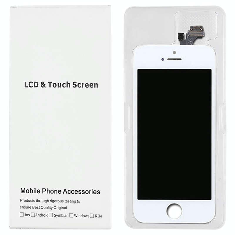 50 PCS Cardboard Packaging White Box for iPhone 5 LCD Screen and Digitizer Full Assembly