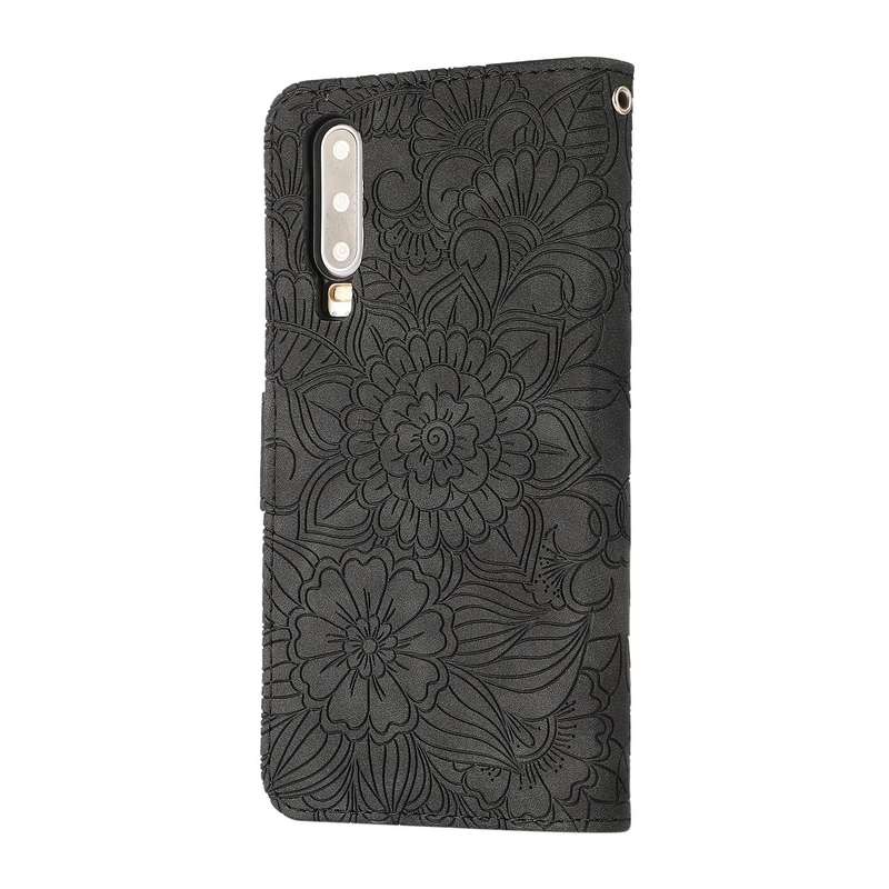 For Huawei P30 Skin Feel Embossed Sunflower Horizontal Flip Leather Case with Holder & Card Slots...