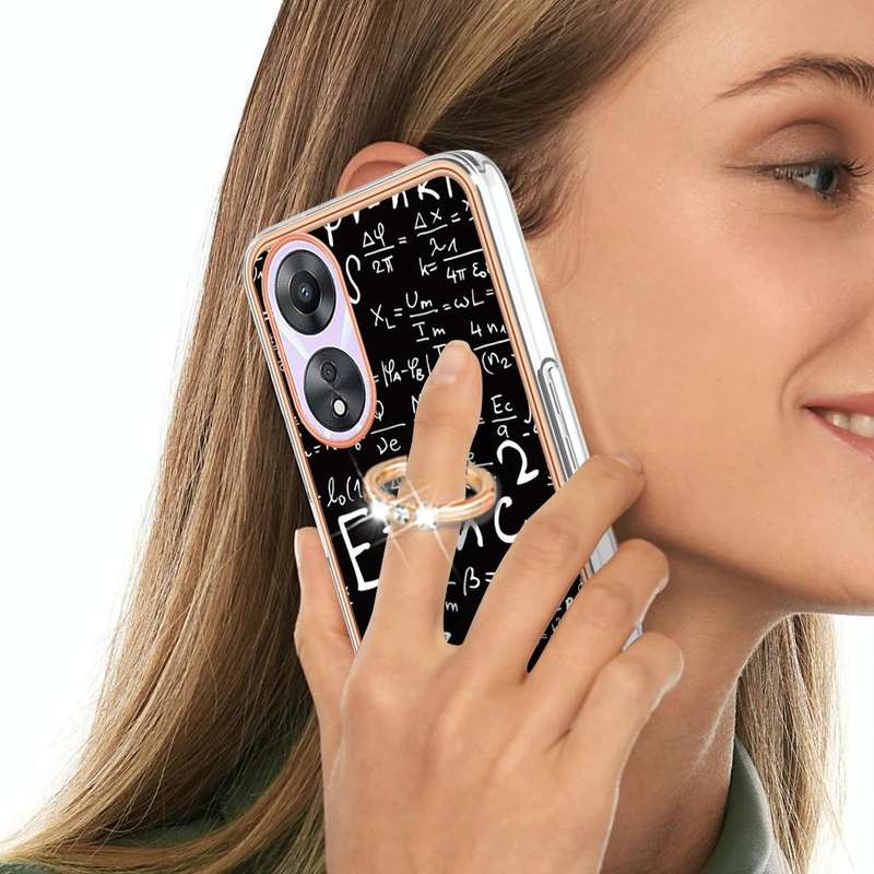 For OPPO A78 / A58 Electroplating Dual-side IMD Phone Case with Ring Holder(Equation)