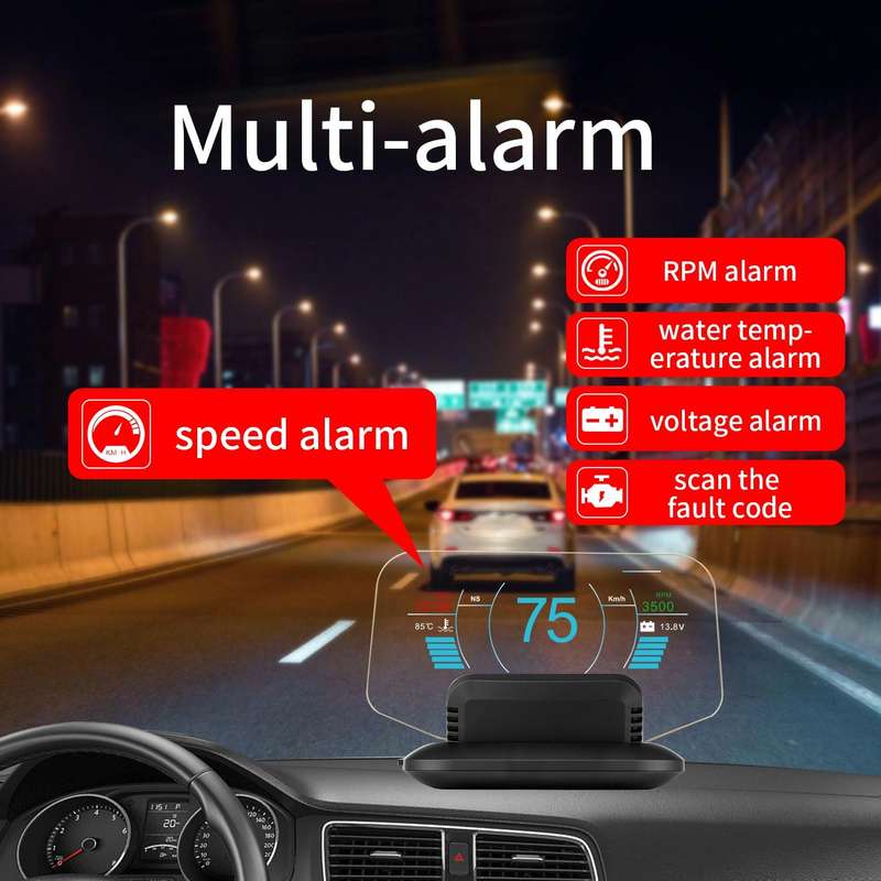 C1 OBD2 + GPS Mode Car HUD Head-up Display Compass / Speed / Water Temperature / Voltage Display ...