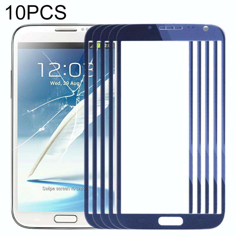 For Samsung Galaxy Note II / N7100 10pcs Front Screen Outer Glass Lens (Blue)