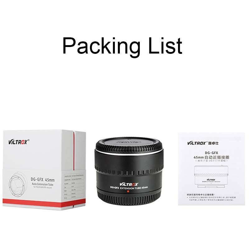 For Fujifilm 50R/50S VILTROX DG-GFX45mm Camera Medium Format Macro Adapter