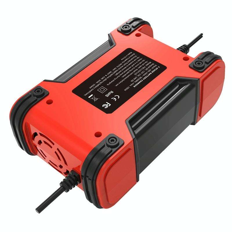 FOXSUR 12A / 12V / 24V Car / Motorcycle 7-stage Lead-acid Battery AGM Charger, Plug Type:US Plug(...