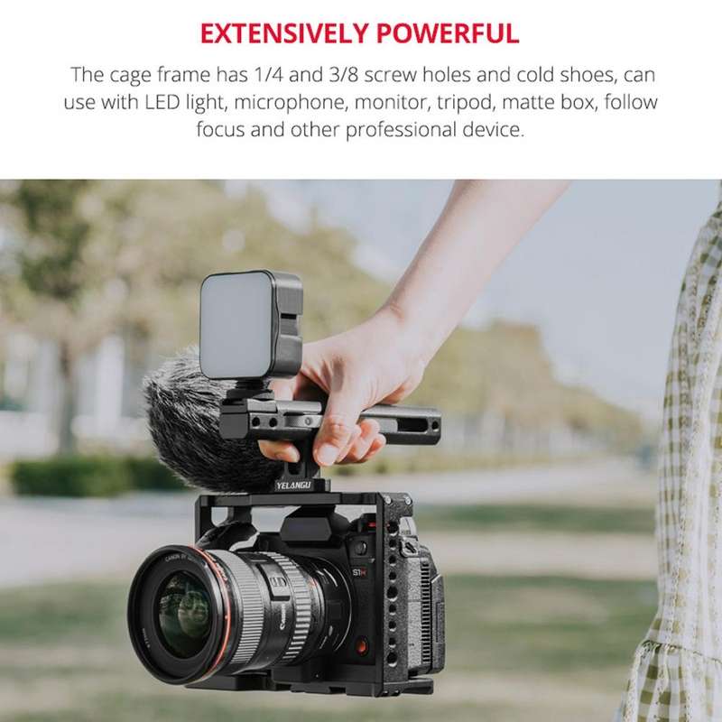 YELANGU C18 YLG0915A-C Video Camera Cage Stabilizer with Handle & Rail Rod Mount for Panasonic Lu...